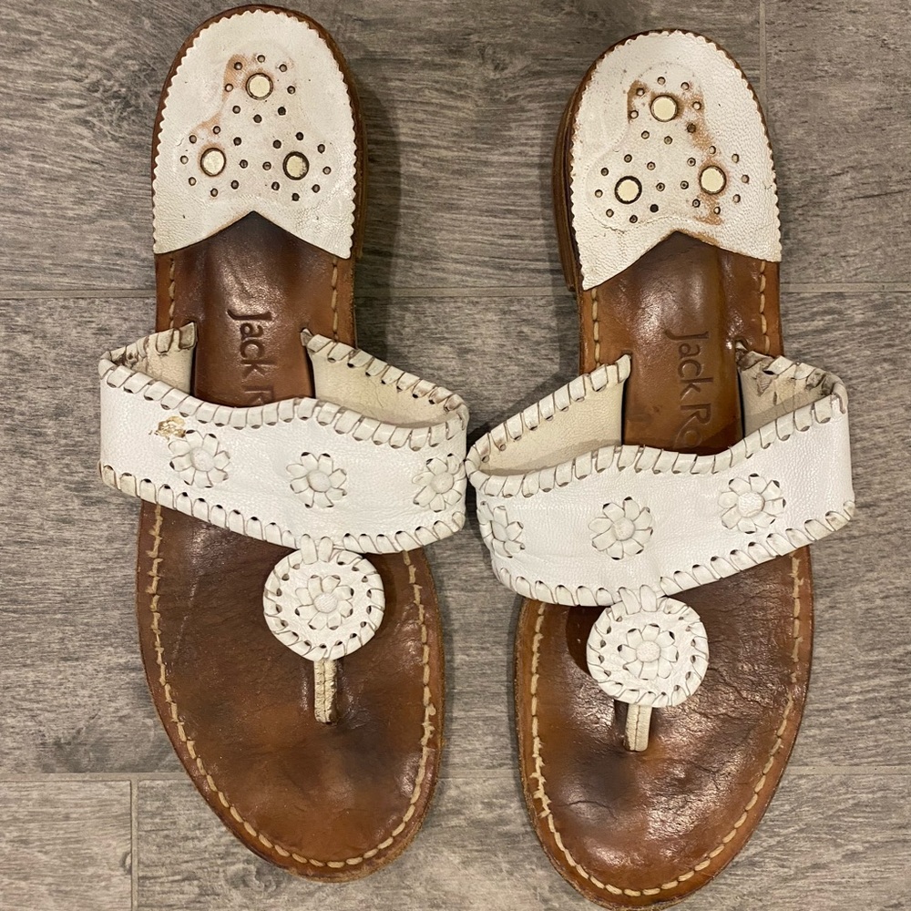Jack Rodger sandals, white, size 9